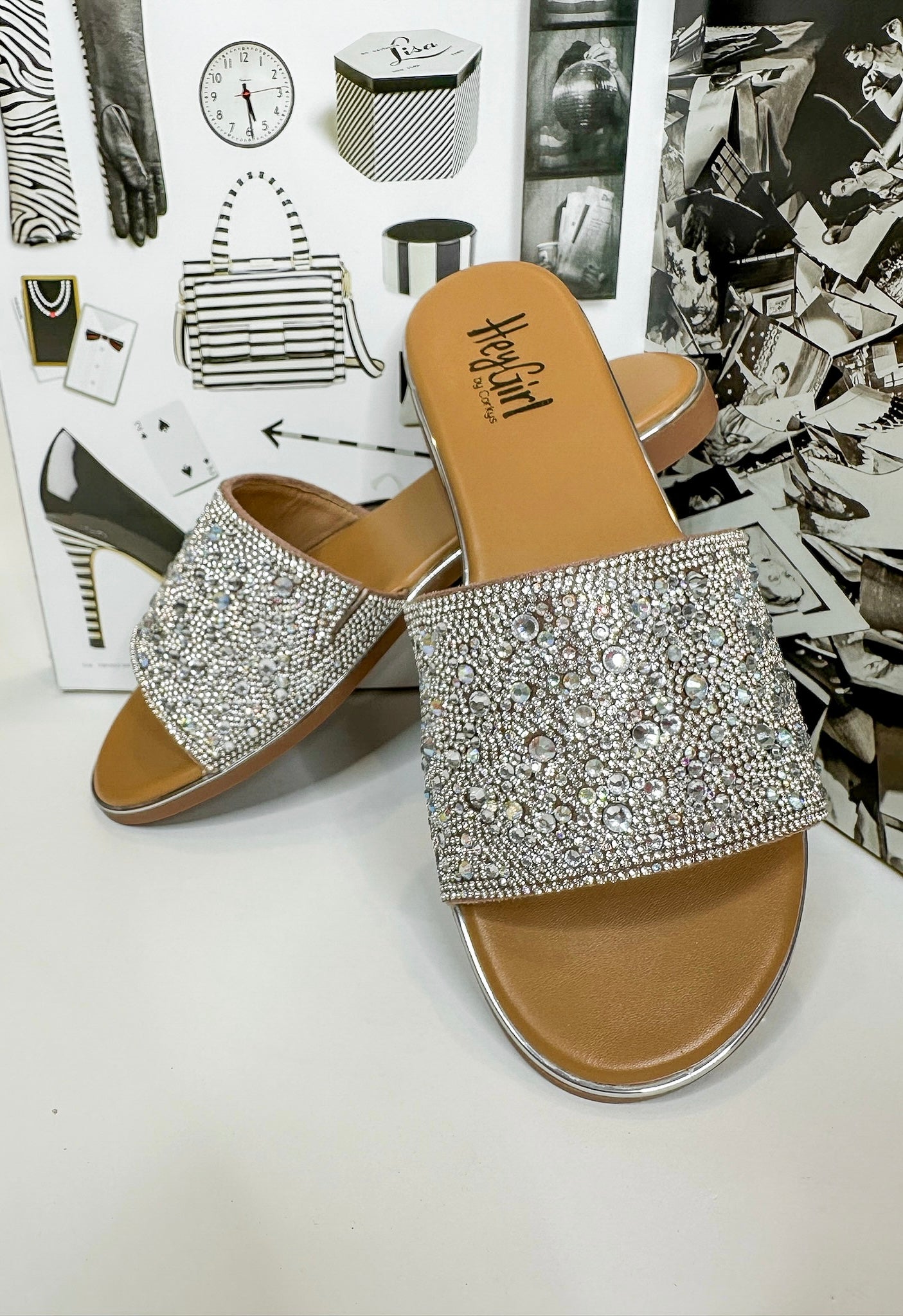 Silver Rhinestone Sparkle Sandals by Corky s