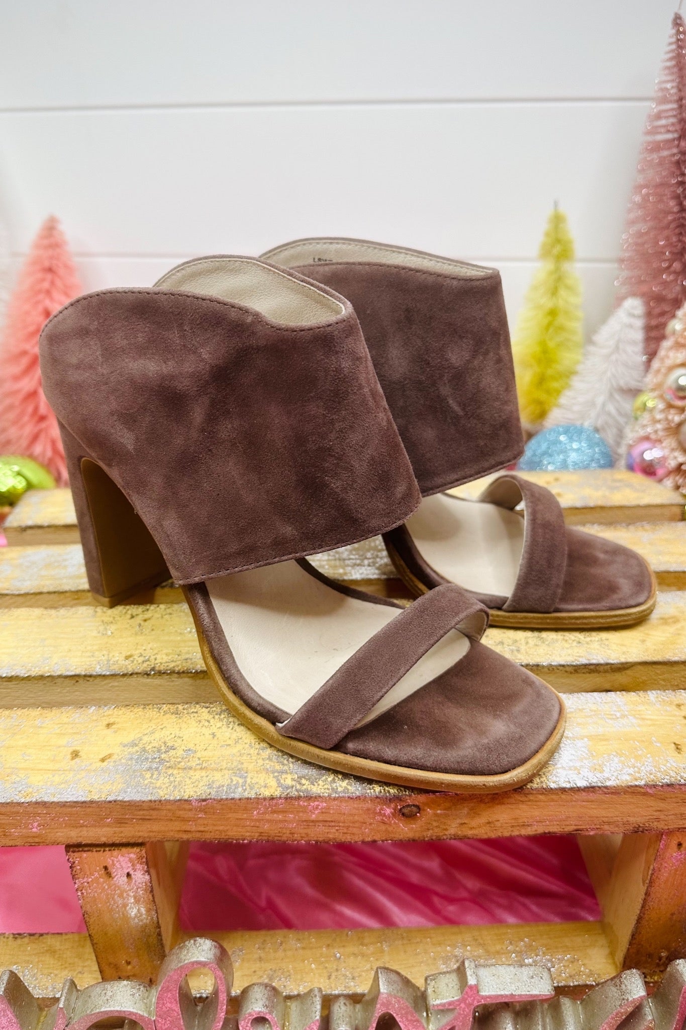 The Linx Kid Suede Heels in Chocolate Brown by 42 Gold Jules