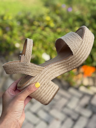 Espadrille Open Toe Ankle Strap Block Heel