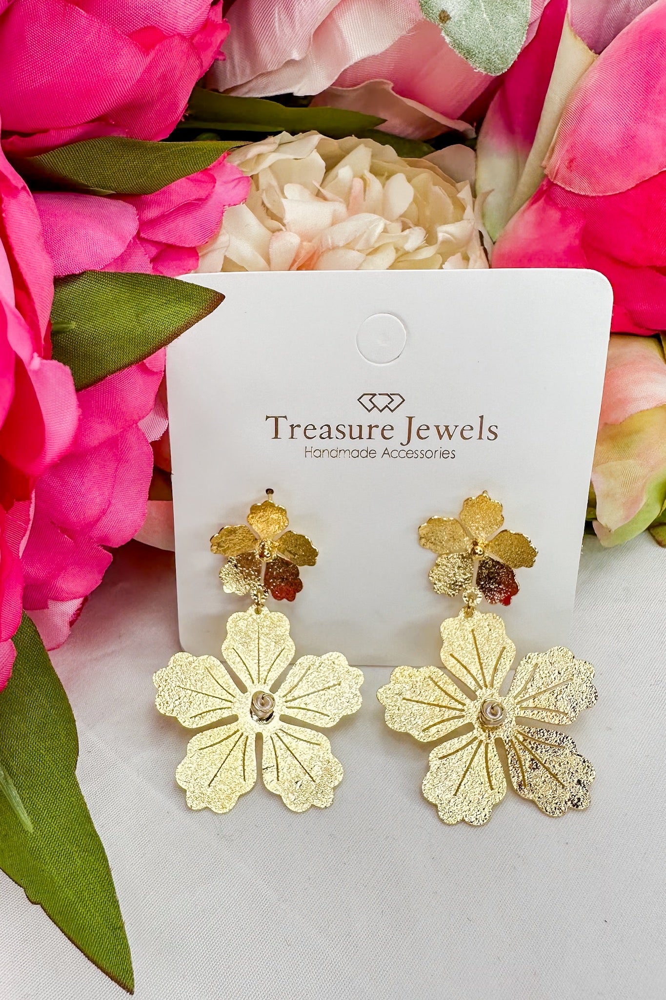 Magnolia Flower Earrings by Treasure Jewels