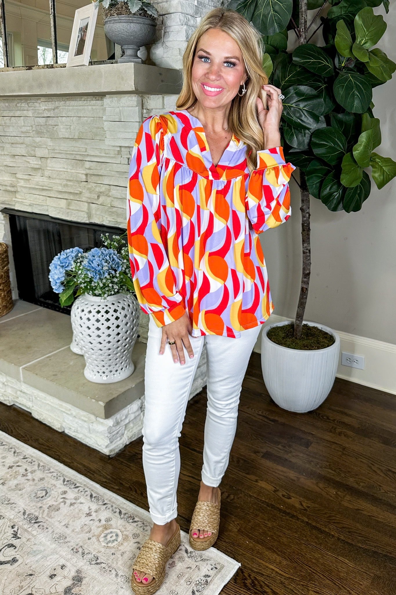 Abstract Shape Multi Sunset Shift Top