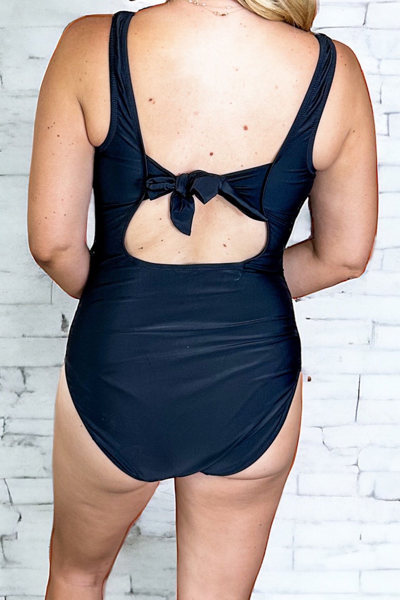 Black Tank Cut Out One Piece Swimsuit
