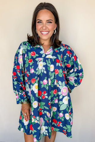 Navy Blue Poppy Swing Dress