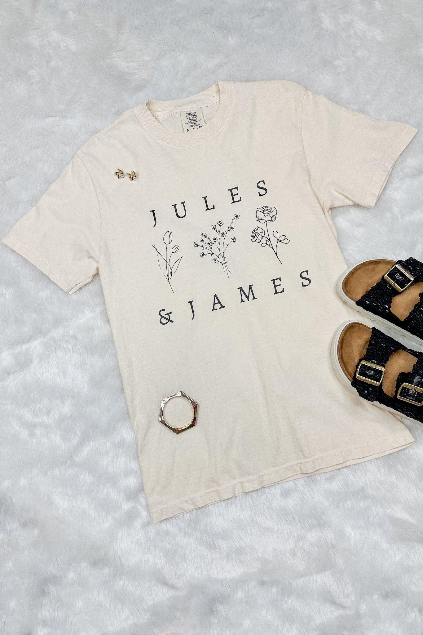 J&J Neutral Floral Graphic Tee