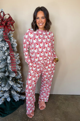 Santa Baby Christmas Long Sleeve Top & Pants Pajama Set in Red