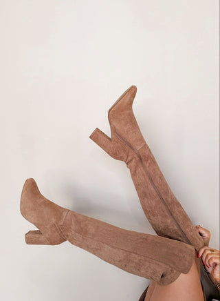 Top Guy Over the Knee Camel Suede Boot