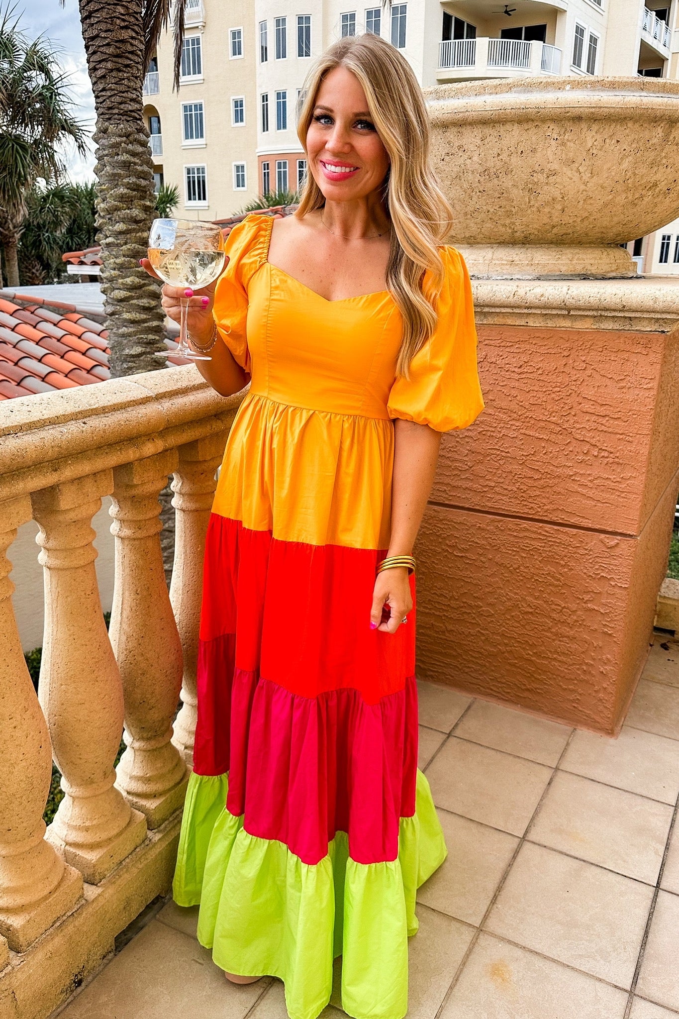 Color block maxi dress