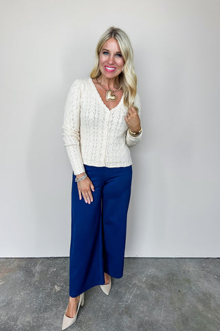 Dear Scarlett Magic Straight Cropped Pants In Navy