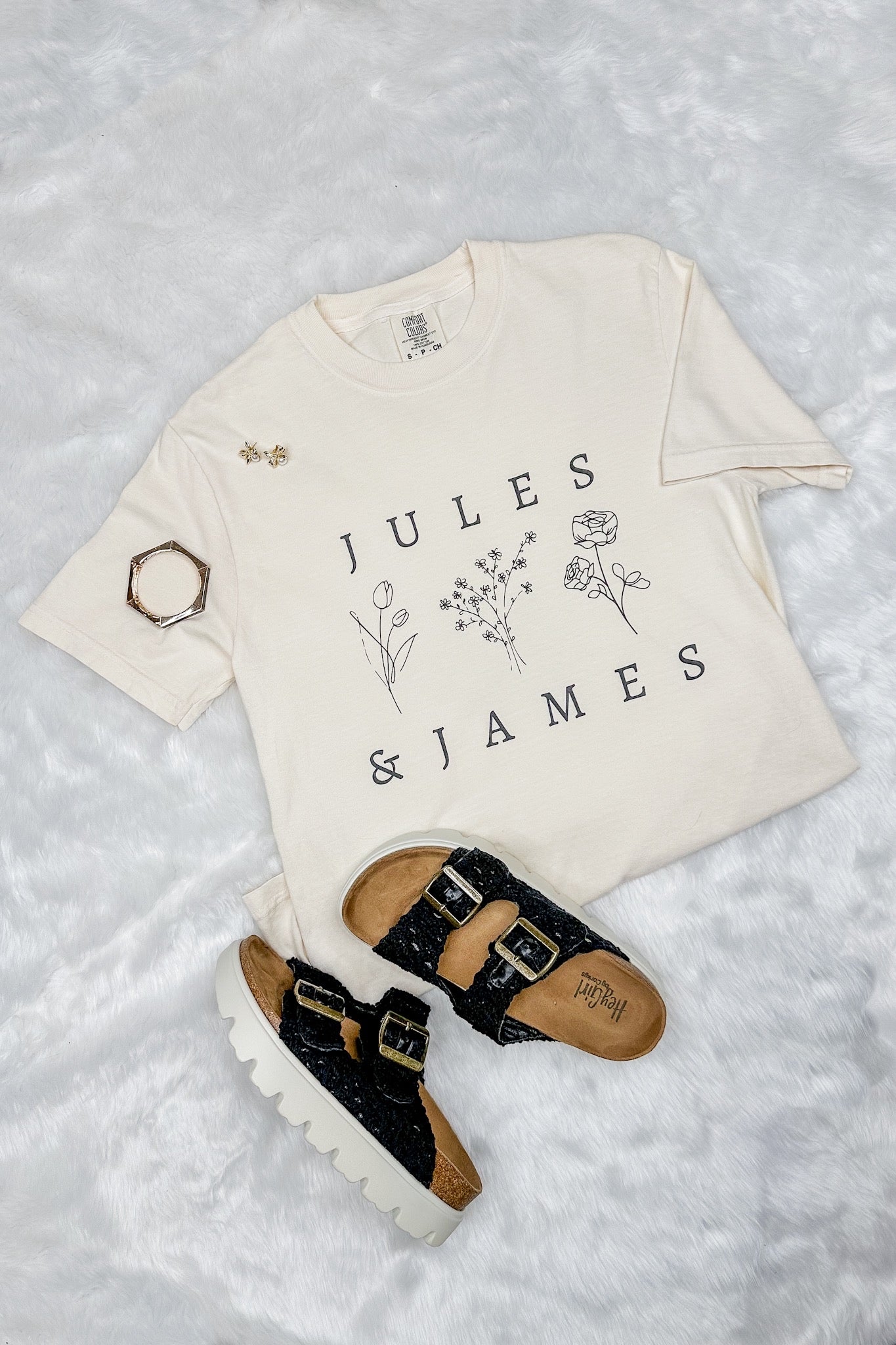 J&J Neutral Floral Graphic Tee