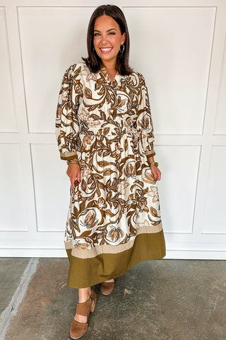 Lovingly Graceful Brown Midi Dress