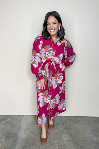 Mary Square Ava Center Stage Plum Midi Dress