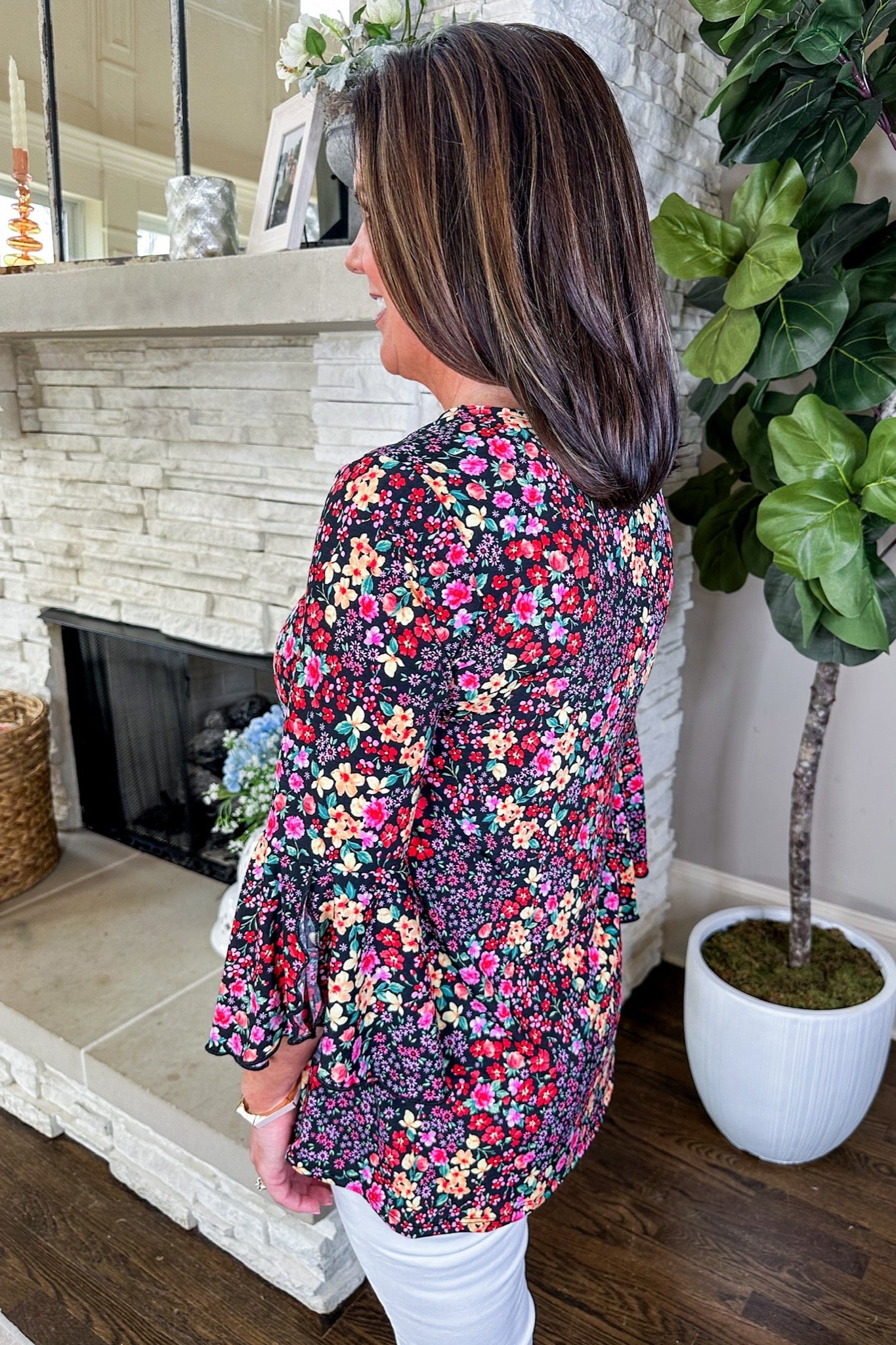 The Hallie Top in Mixed Ditsy Floral