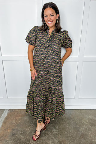 Call It Serendipity Black Printed Midi Dress