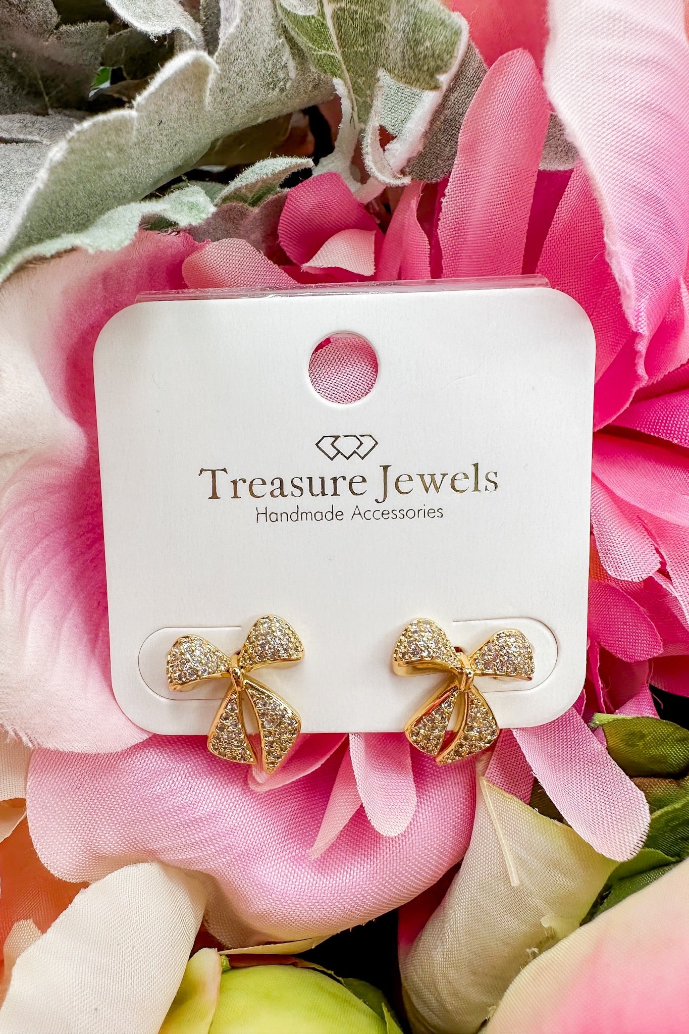Twinkle Bow Stud Earring in Gold by Treasure Jewels