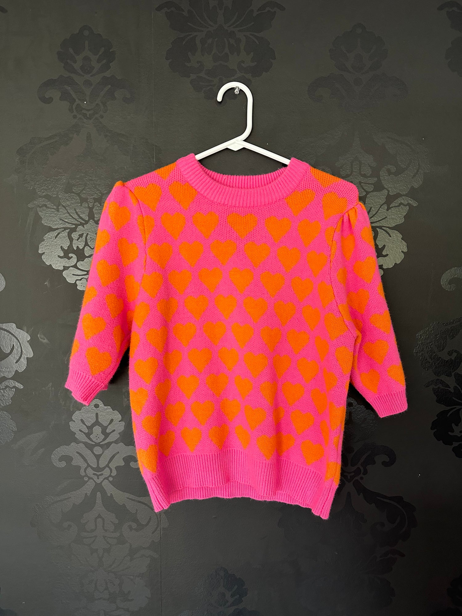 Size Small THML Pink & Orange Heart Sweater Top