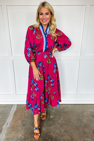 Juliette Rose Printed Maxi Dress in Berry