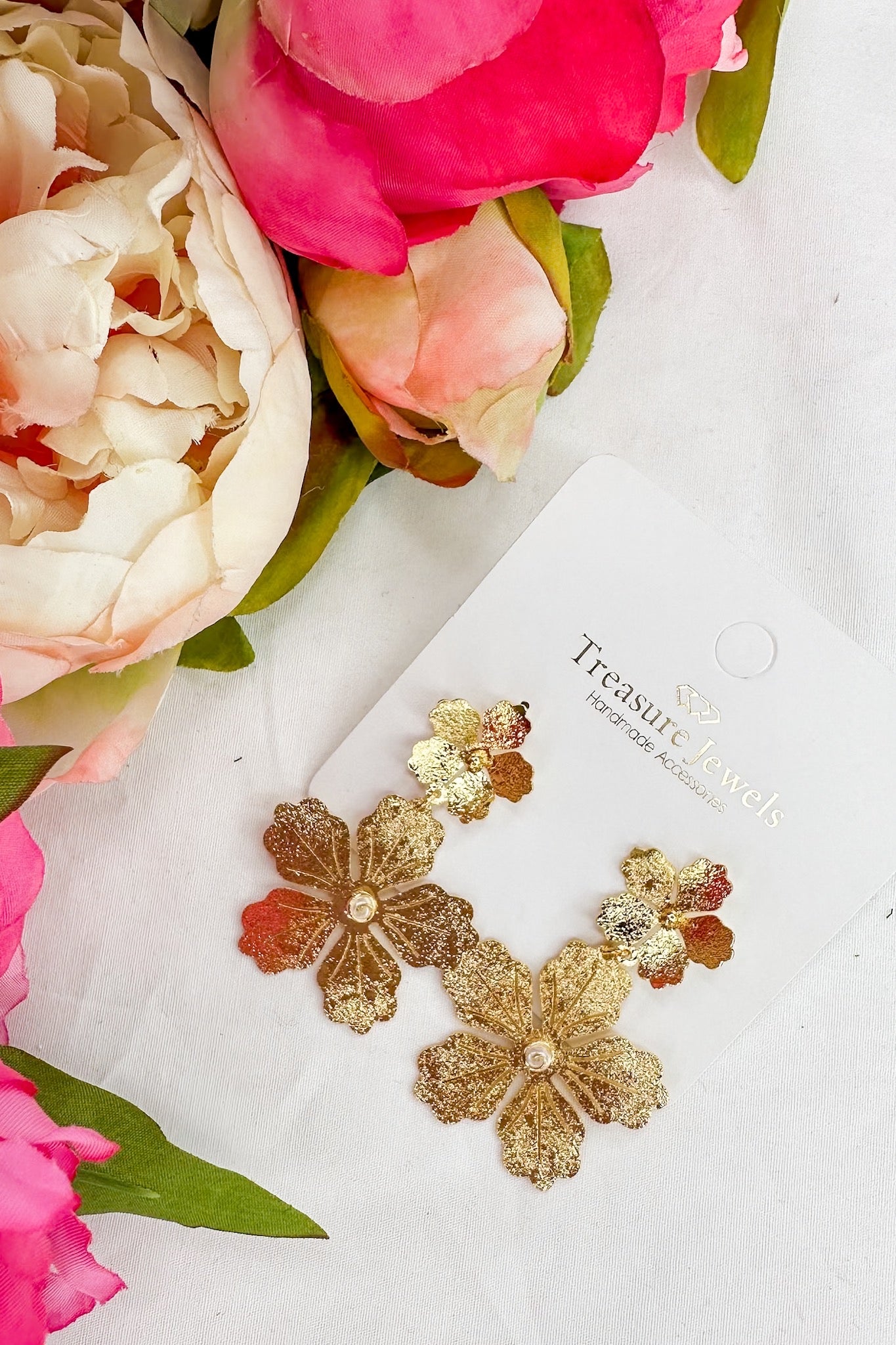 Magnolia Flower Earrings by Treasure Jewels