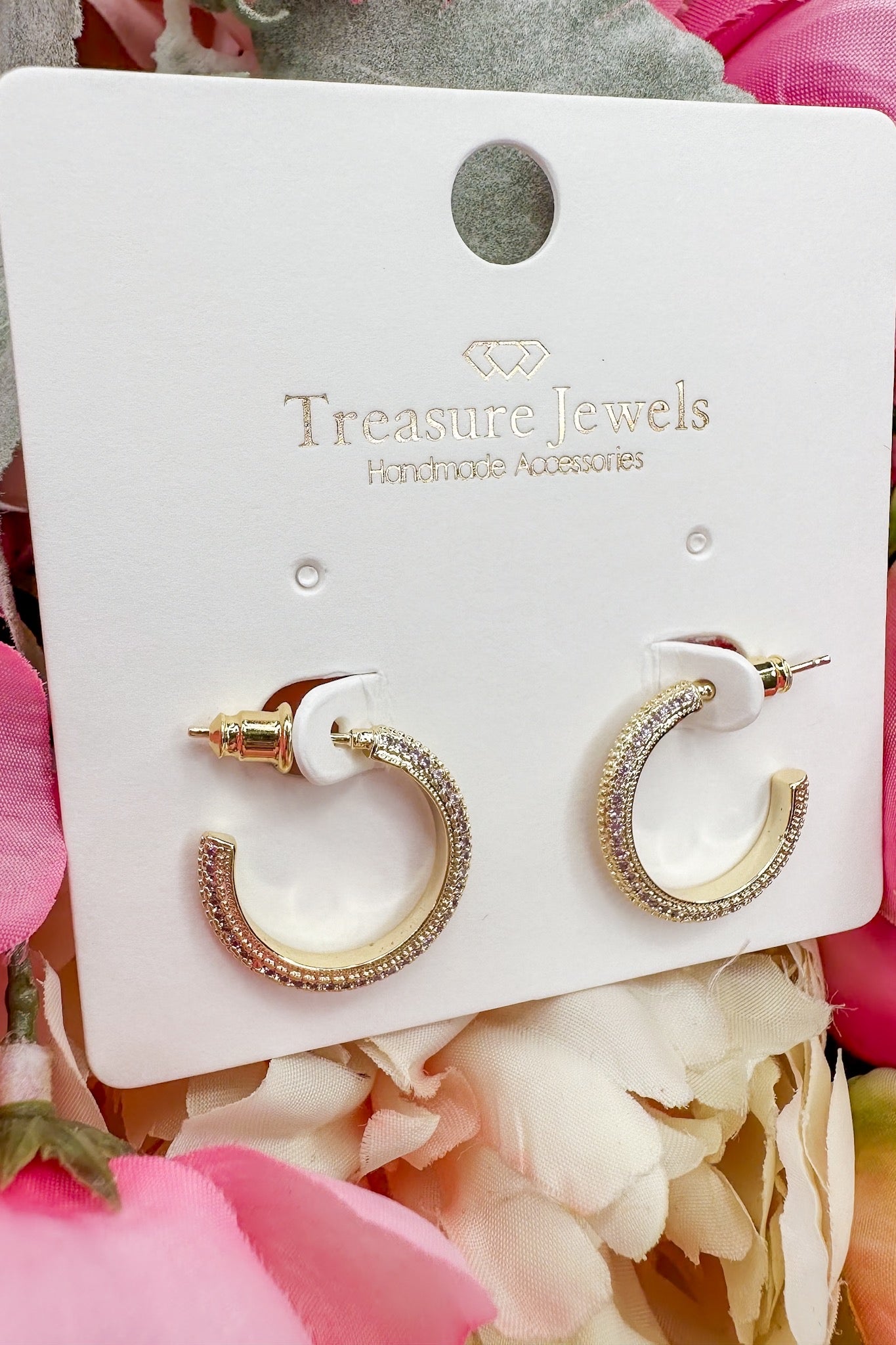 Ady Pink Crystal Mini Hoop Earring by Treasure Jewels