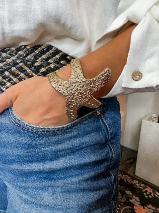 Star of the Sea Gold Cuff Bracelet