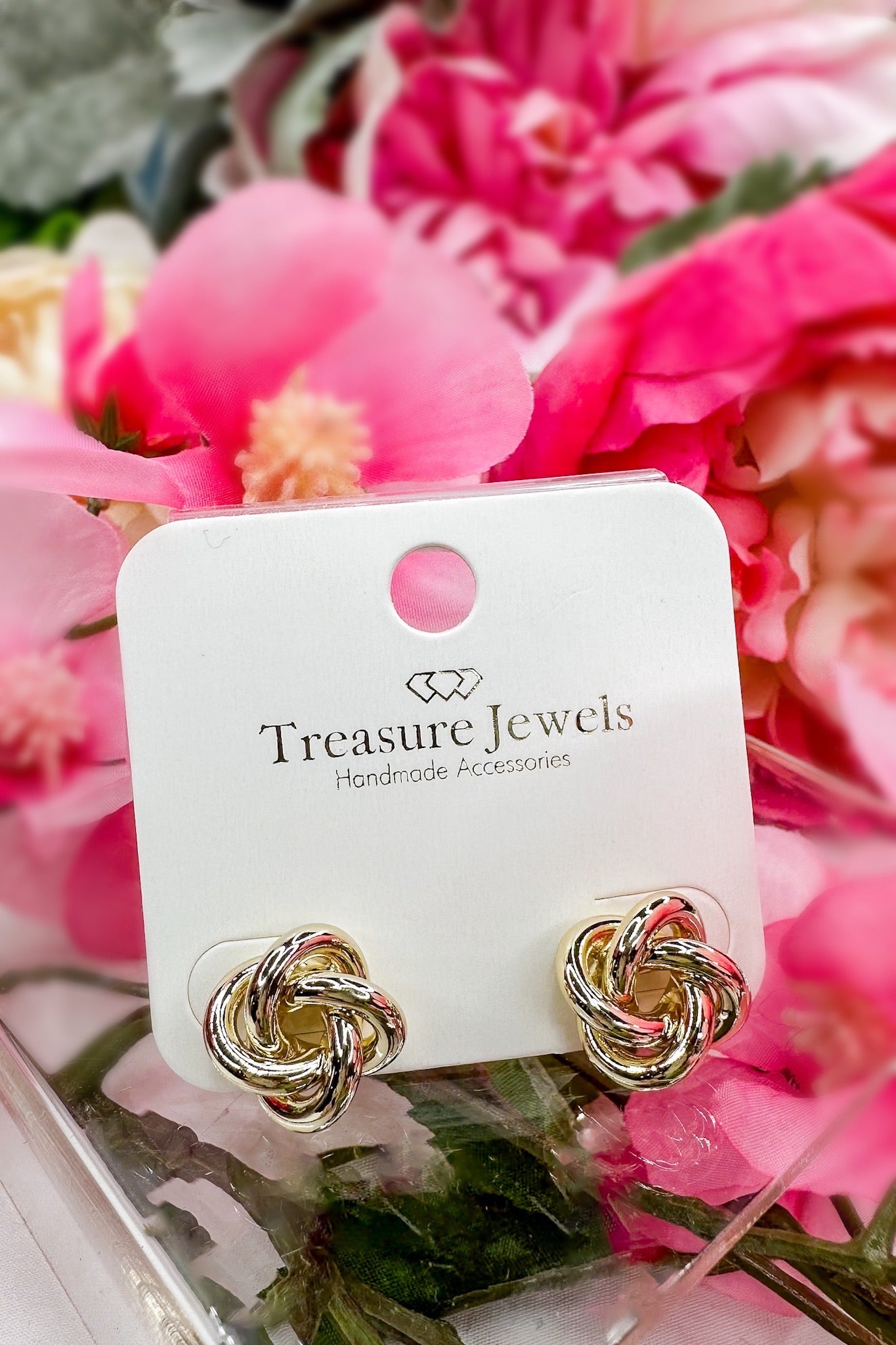 Gold Knot Stud Earring by Treasure Jewels