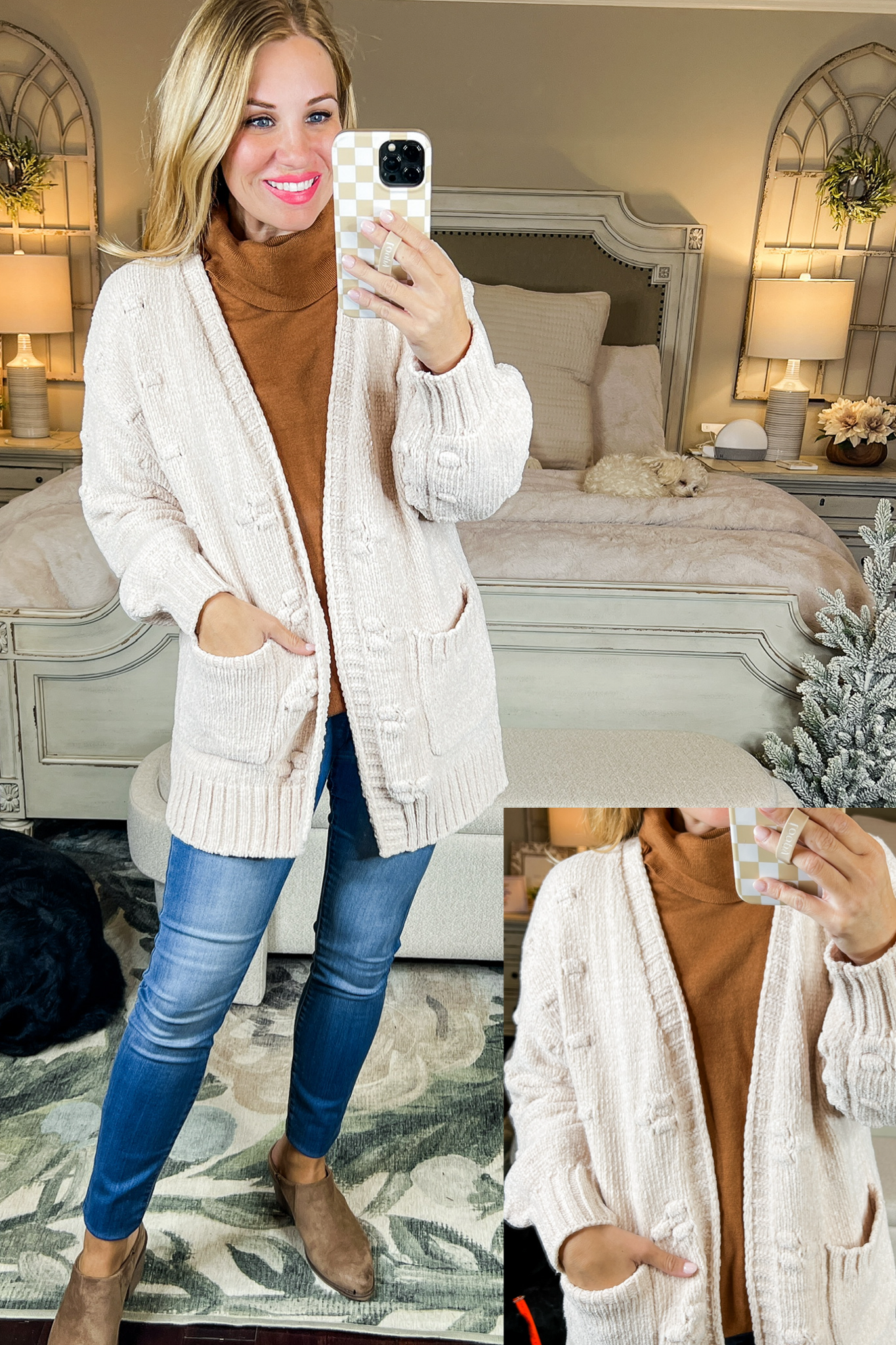Cream sales chenille cardigan