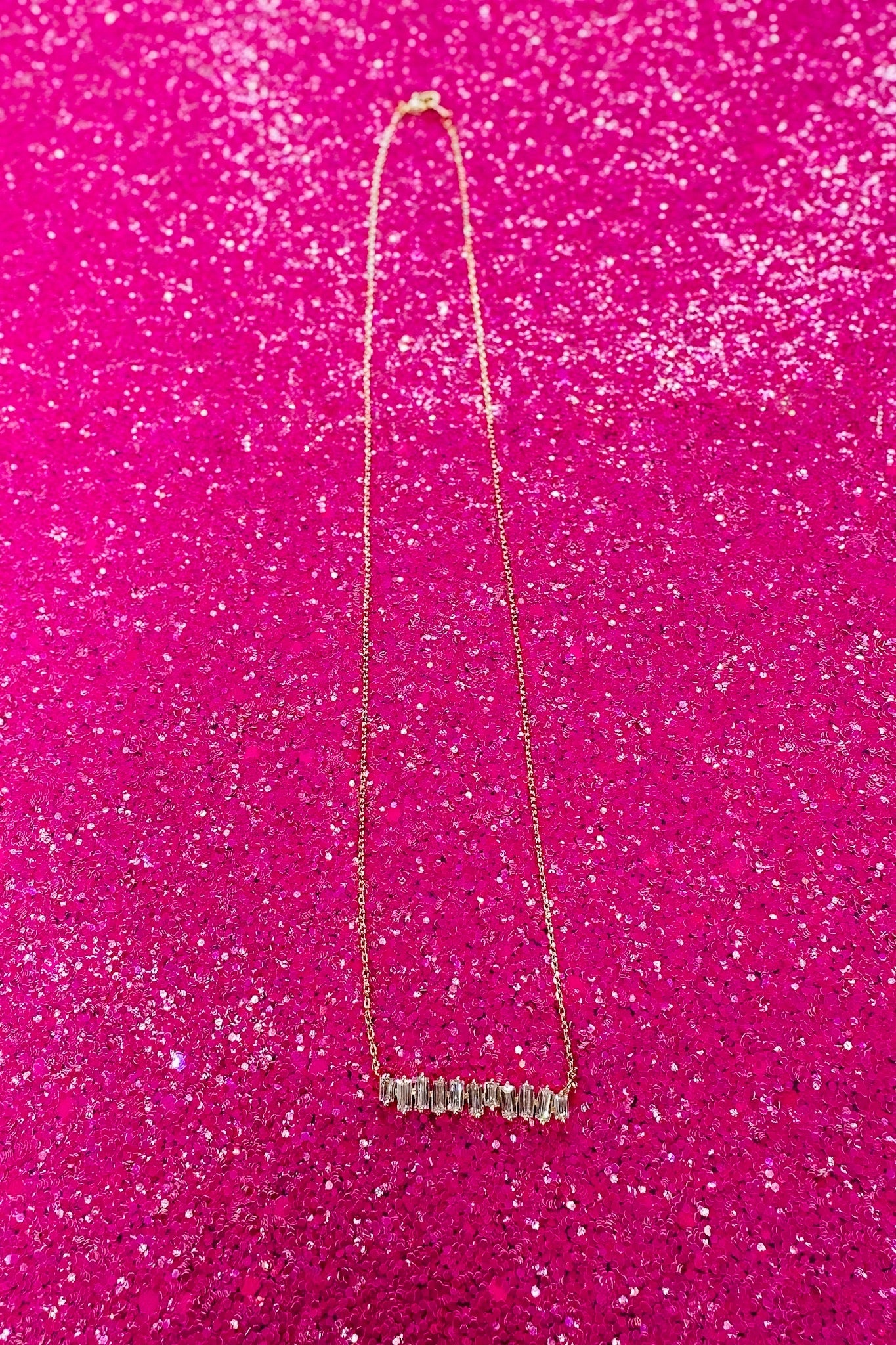 Crystal Abstract Bar Gold Chain Necklace