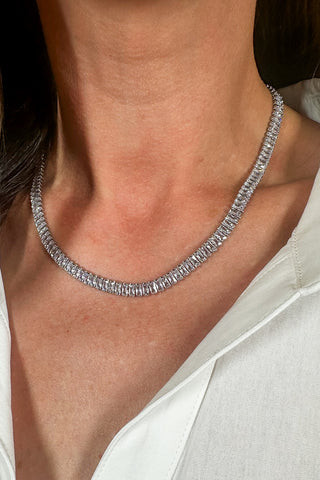 Classic Crystal Tennis Necklace in Silver