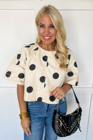 Playful Polka Dot Cream  Top