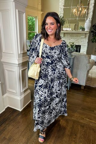 Smock and Sway Maxi Dress in Black and Ivory