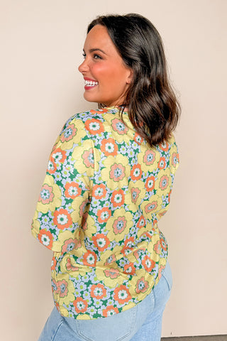 Daisy Daze Yellow Floral Short Sleeve Top