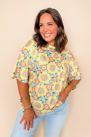 Daisy Daze Yellow Floral Short Sleeve Top
