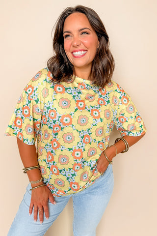 Daisy Daze Yellow Floral Short Sleeve Top