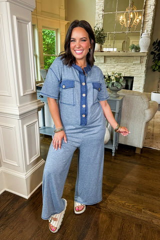 Roam and Relax Jumpsuit in Stormy Blue