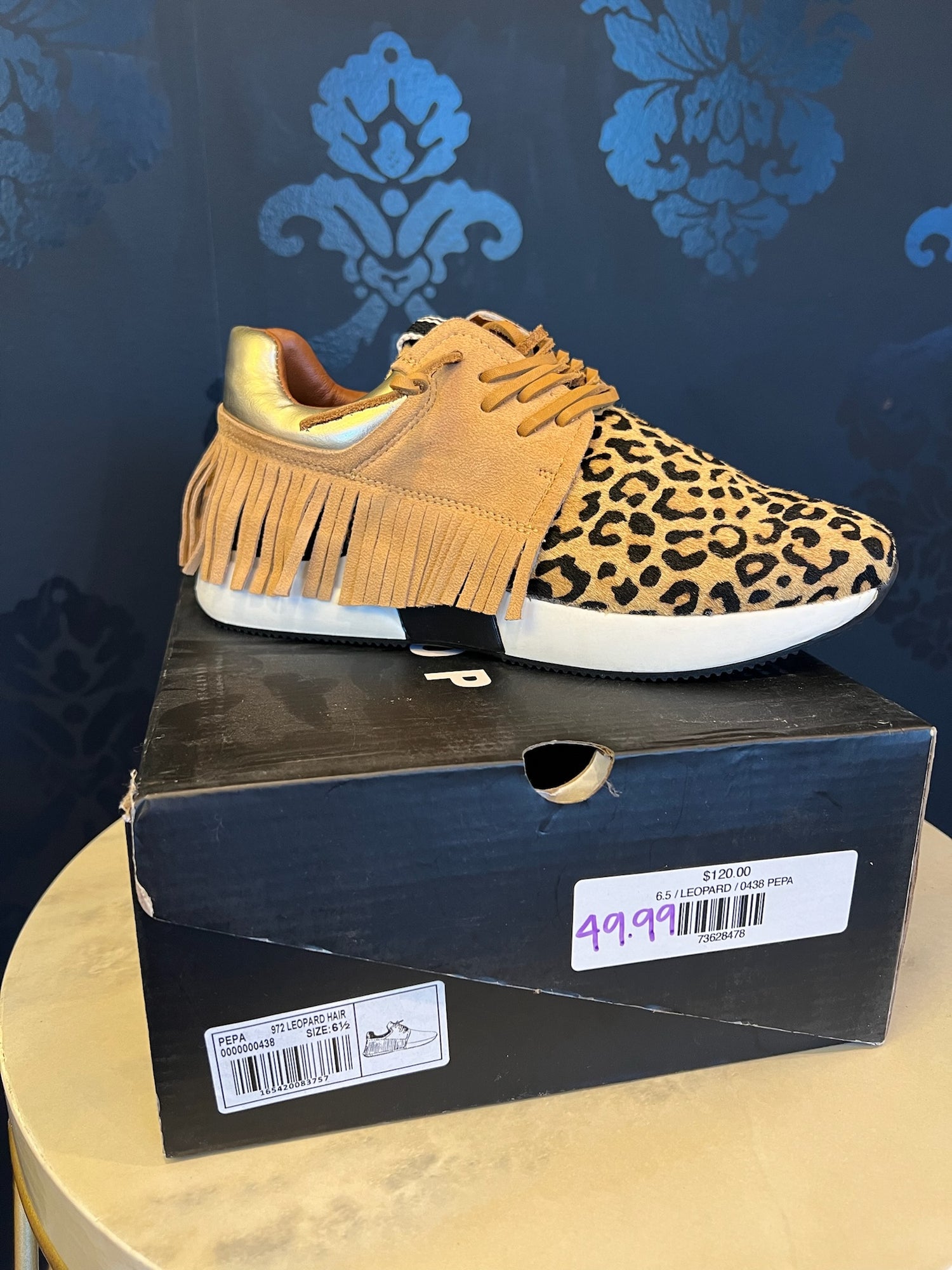 ShuShop Pepa Suede Fringe Leopard Sneaker