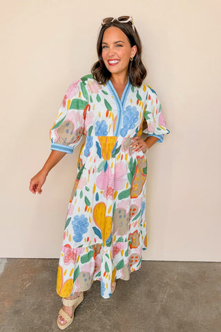 Fun In Floral Cream Maxi Dress