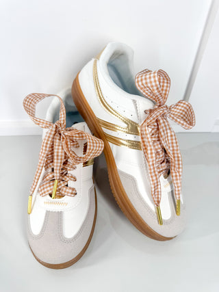 Tan Gingham Shoelaces