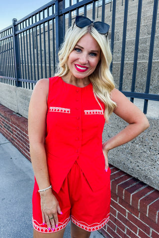 Game Day Chic Contrast Set In Red