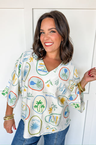 Endless Summer Vibes Printed White Top