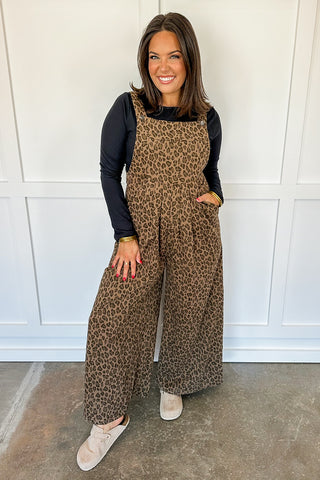 Leopard Print Square Neck Jumpsuit