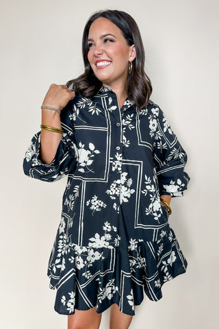 Midnight Muse Black & White Short Shift Dress