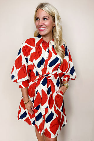 Chic & Sleek Belted Short Dress in Rust