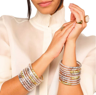 Size Medium Three Queens Clear Crystal All Weather Bangles by BuDhaGirl