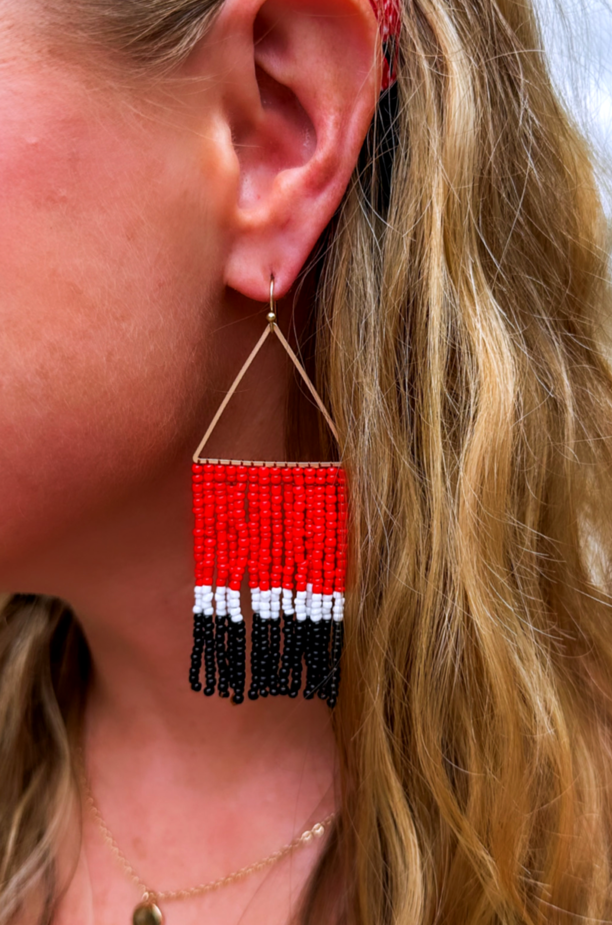 Red and black deals tassel earrings