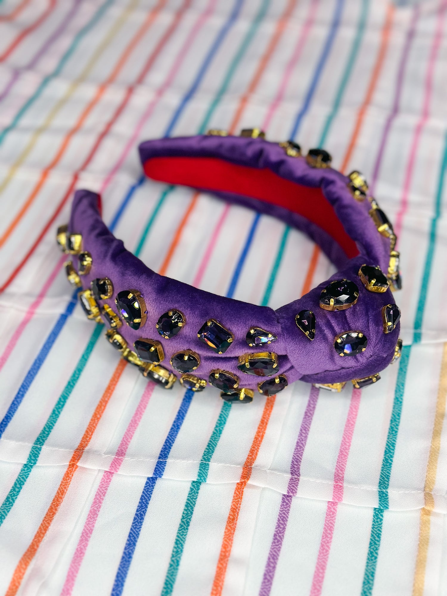 Purple Jeweled Knotted Headband