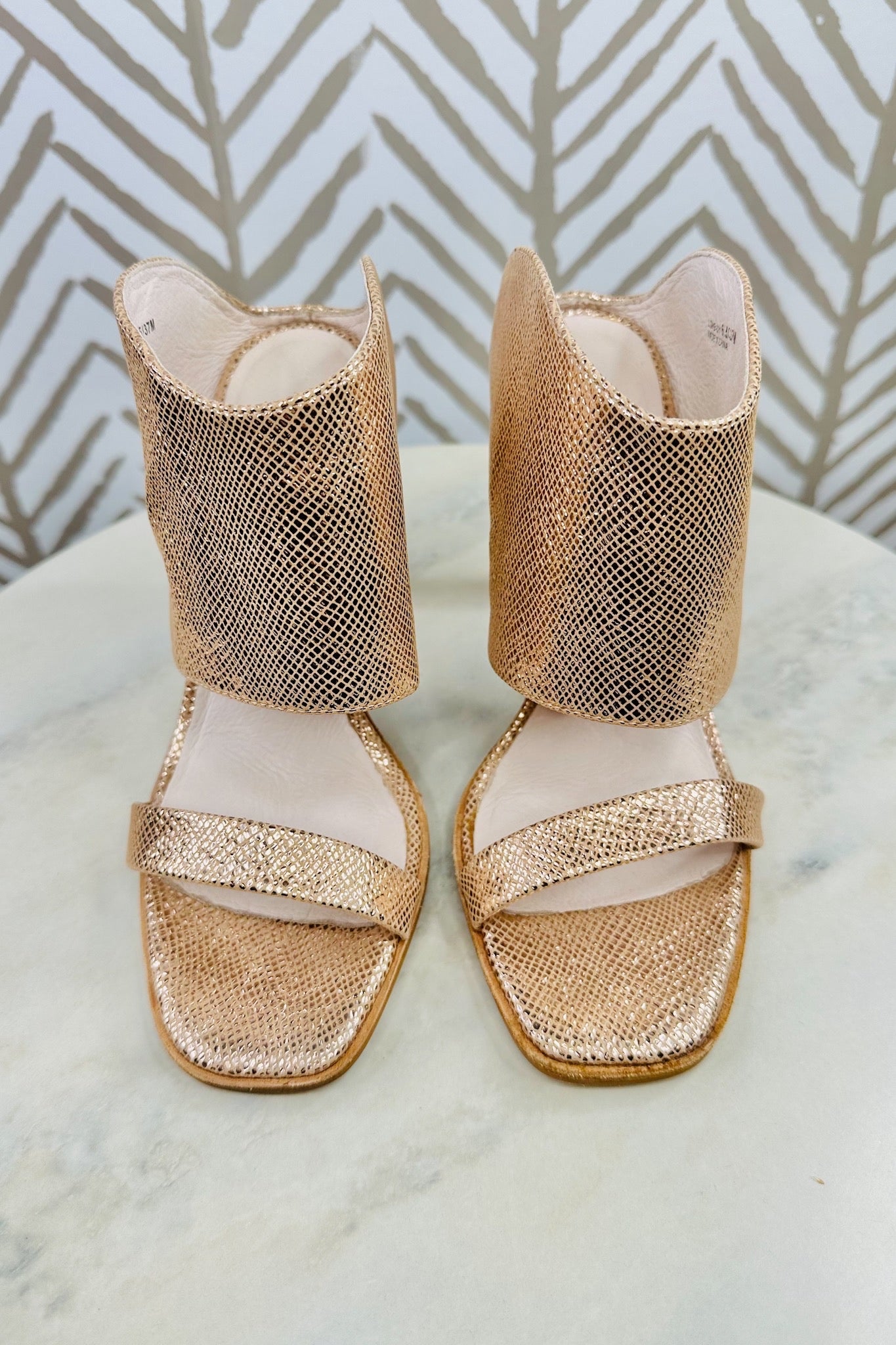 The Linx Textured Metallic Heels in Rose Gold by 42 Gold