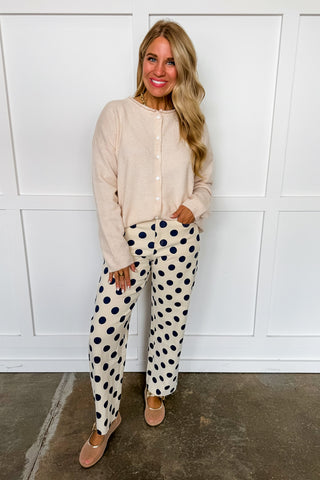 The Lila Dot Pants In Cream & Navy