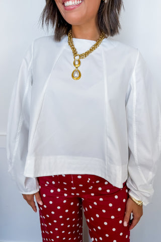 The Polished Perspective Long Sleeve Top in White