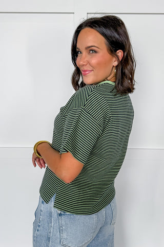 The Daily Striped Emerald Tee