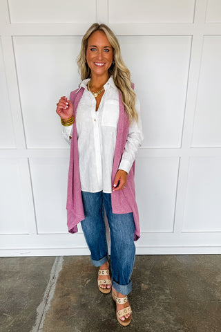 Dear Scarlett Drape Vest Coastline Cashmere Rose