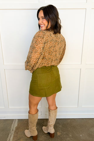The Toffee Tapestry Notch Neck Top